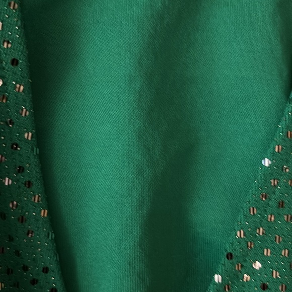 VERA MODA Stretchy Pull On Green Sparkle Reversible Dress with Shoulder Pads - Picture 4 of 7